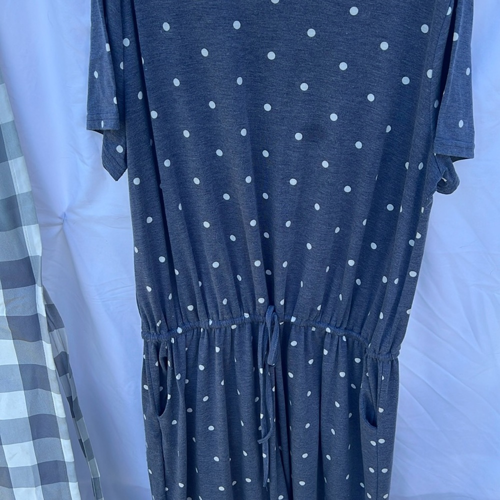 Polka dot dress with drawstring waist and pockets XL